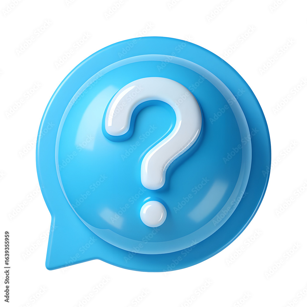 Blue question mark speech bubble isolated on transparent background Blue question mark speech bubble isolated on transparent background