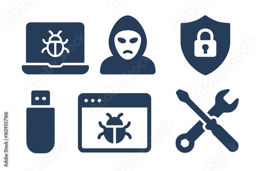 Graphic representation of cybersecurity threats and protective measures in digital environments