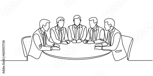 Business Meeting Continuous Line Drawing Vector Illustration