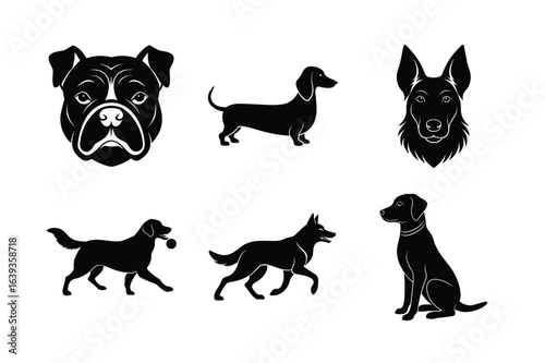 dog pet silhouette vector for animal lover design veterinary symbols and domestic icons vector silhouette on white background