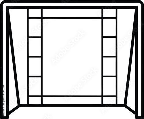 Stylized Outline of a Soccer Goal with Angled Side Supports and Netting on White football goal sports equipment  EPS file download