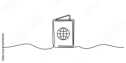 Passport Continuous Line Drawing Vector Illustration