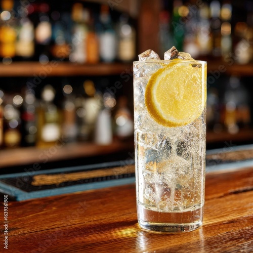 Refreshing Gin and Tonic at a Bar