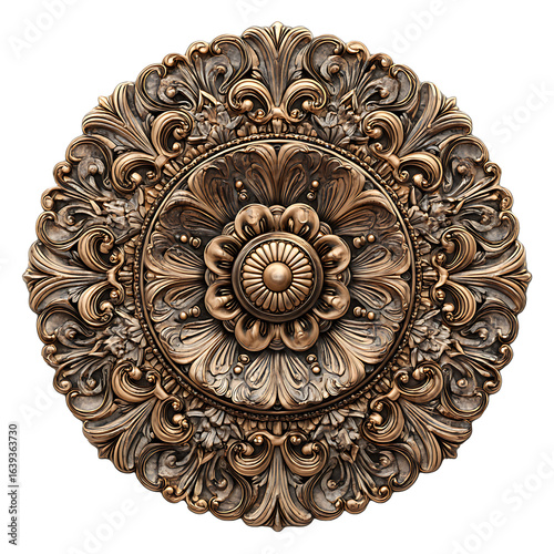 Ornate Bronze Floral Medallion Design.