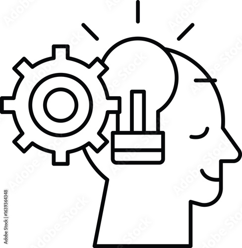 A man's head with a light bulb on it