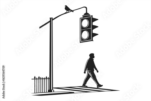 Minimalistic black silhouette traffic light icon with bold outline.