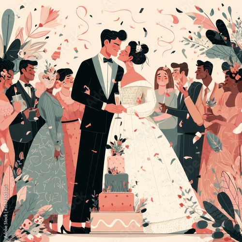 wedding celebration vector illustration