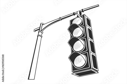 Minimalistic black silhouette traffic light icon with bold outline.
