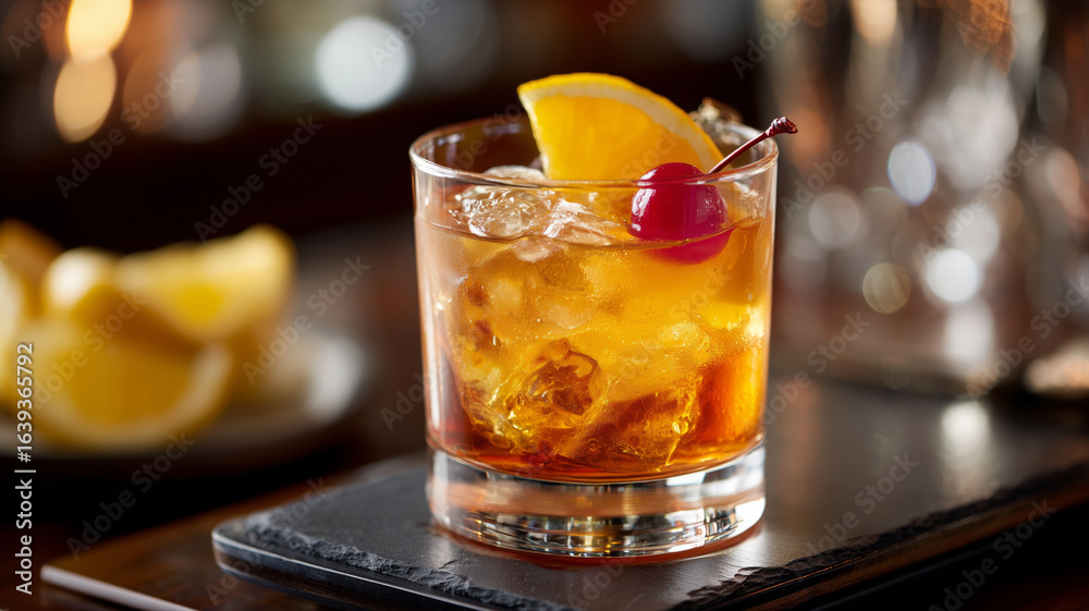 custom made wallpaper toronto digitalGlass of delicious old fashioned cocktail