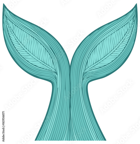 Elegant Teal Mermaid Tail Fins with Intricate Leaf Pattern for Fantasy Design