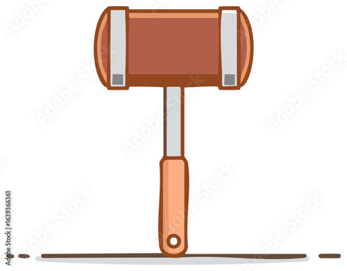 Simple cartoon illustration of a wooden meat tenderizer mallet or woodworking hammer