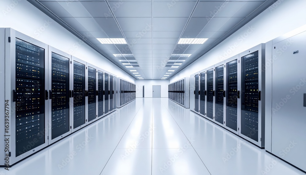 Fototapeta premium Modern data center with server racks and high tech infrastructure