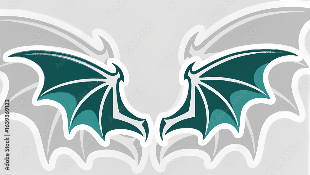 Obraz premium Green Dragon Wings Vector Style