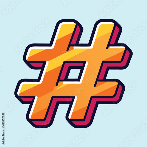 Colorful Hashtag Icon Design for Social Media and Branding Purposes