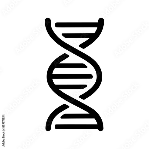 DNA Icon. Isolated Line Illustration of DNA Double Helix, Representing Genetics, Molecular Biology