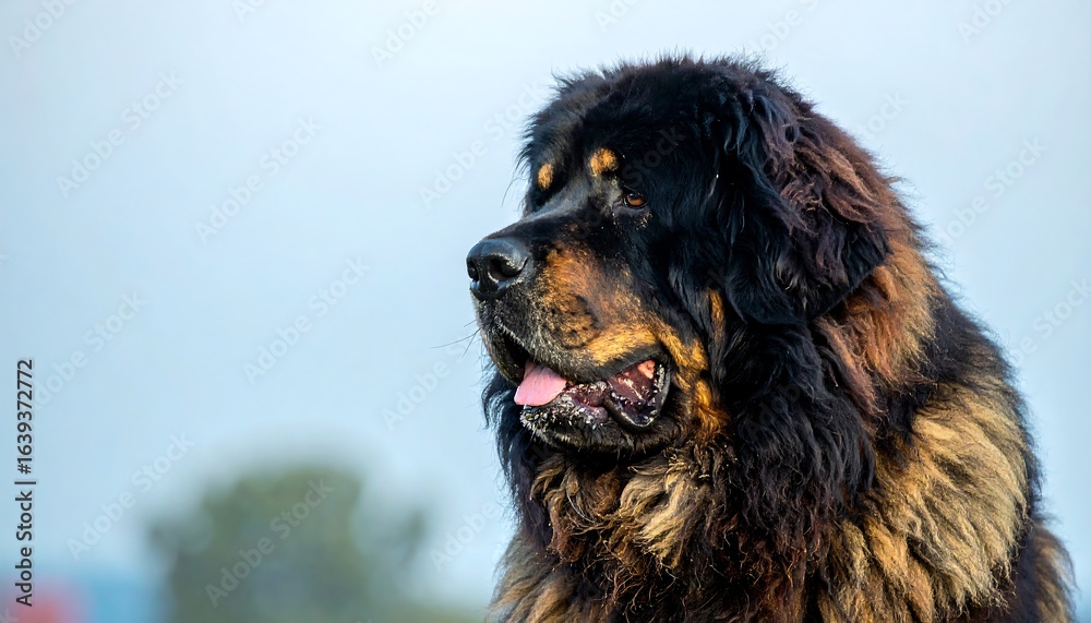 Fototapeta premium Close-up profile view of a majestic Tibetan Mastiff.