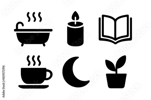 Cozy evening with relaxing elements like a candle, bath, and warm drinks for a peaceful atmosphere at home