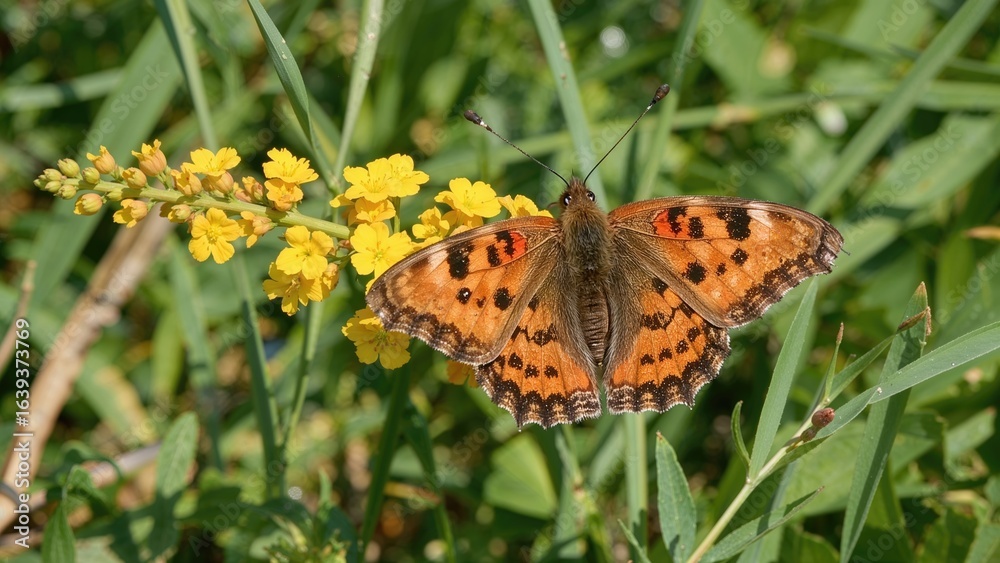 Goldenrod Plant and Red Admiral Butterfly Used in Herbal Kidney Remedies to Reduce Inflammation Goldenrod Plant and Red Admiral Butterfly Used in Herbal Kidney Remedies to Reduce Inflammation