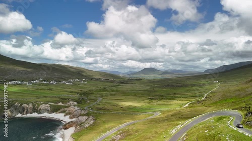 Good views of the winding road down to Ashleam Bay Beach, Ireland