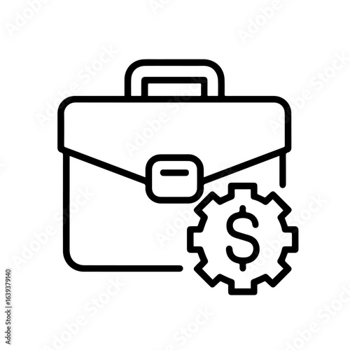 briefcase dollar line icon vector illustration with dollar sign Represents finance, investments, and wealth.