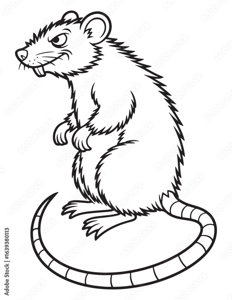 Obraz premium Ferret Standing Upright – Cute and Curious Animal Halloween Coloring Page