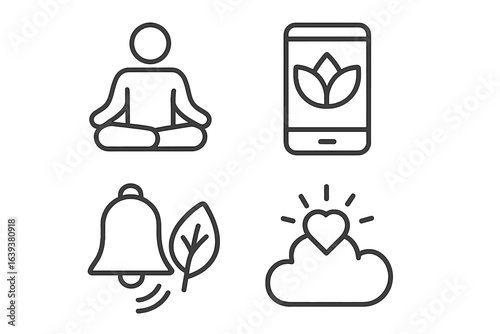 Mindfulness app features promoting relaxation and well-being during meditation sessions