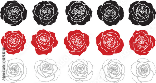 Top View Rose Silhouette Set