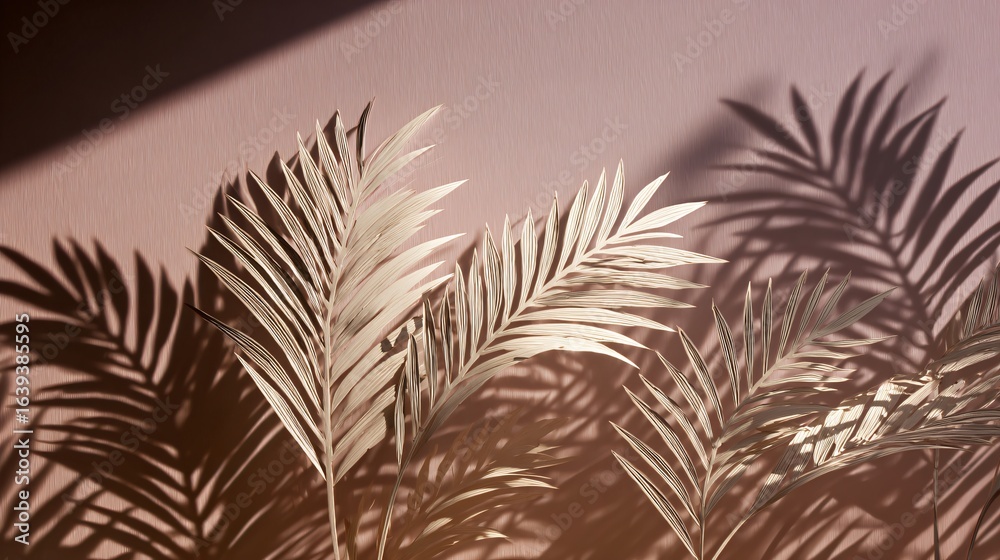 Naklejka premium Elegant Shadow of Palm Leaves Cut Out Style