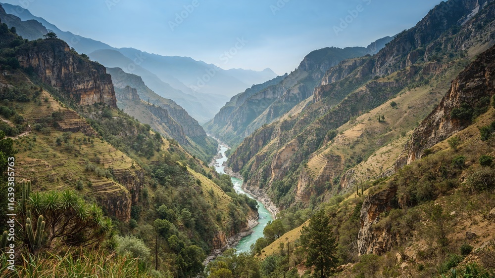 Naklejka premium Scenic vista of a deep canyon valley