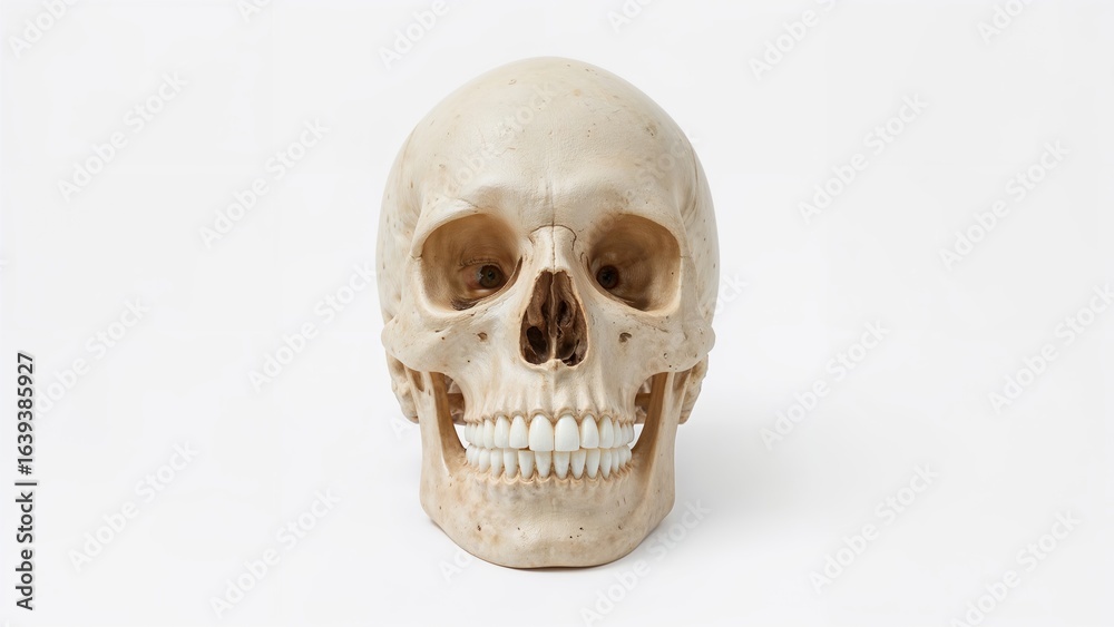 Obraz premium Basic anatomical cranial model against a white surface