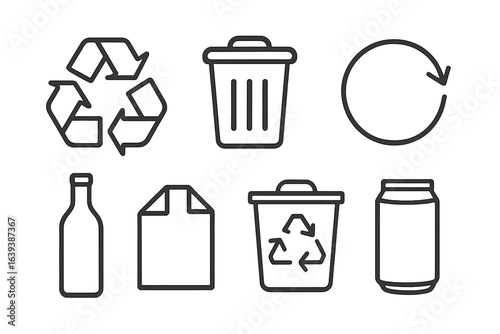 Symbols promoting recycling and waste management for eco-friendly practices in communities