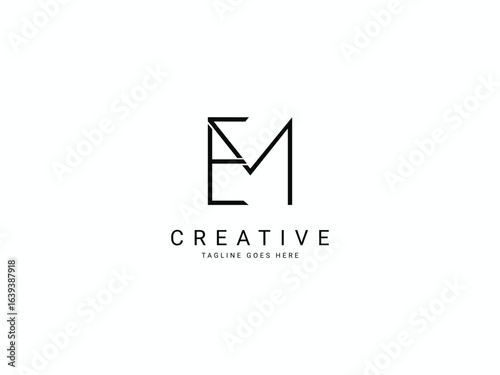 e m modern letter logo