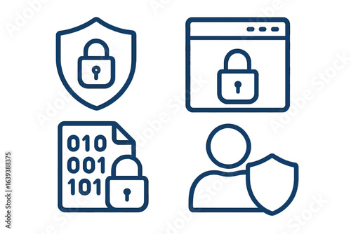 Security symbols representing digital protection concepts and data safety measures in a modern context
