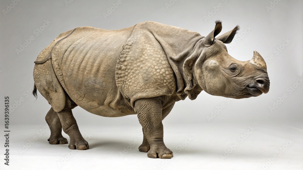 Obraz premium Indian Rhinoceros on studio background