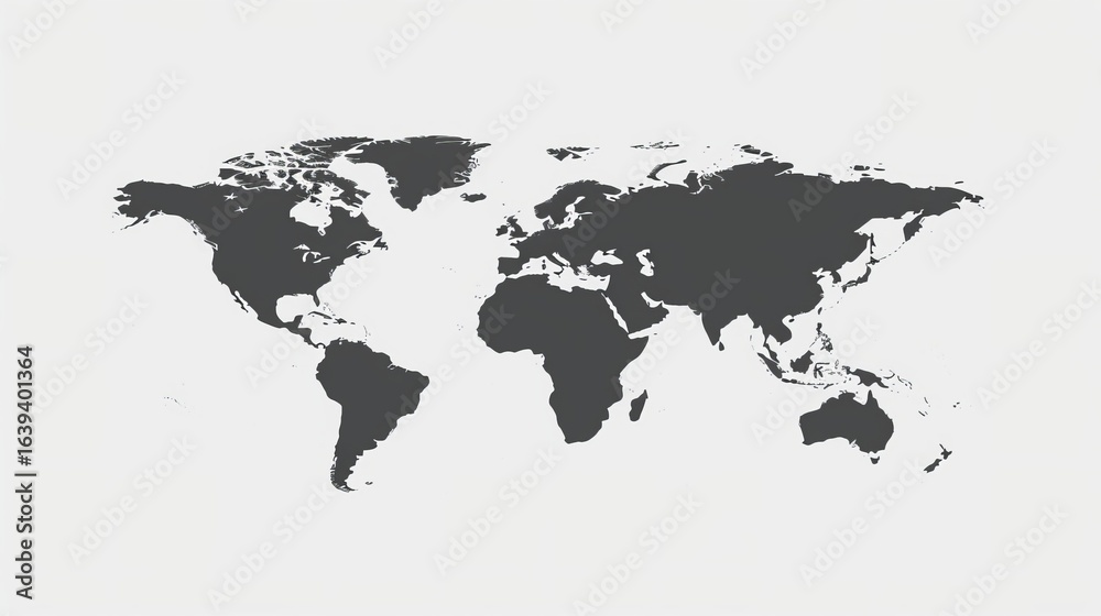 Naklejka premium Minimalistic design of unlabeled world map with borders on a clean white background