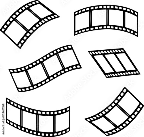 Curved Film Strip Line Art Collection