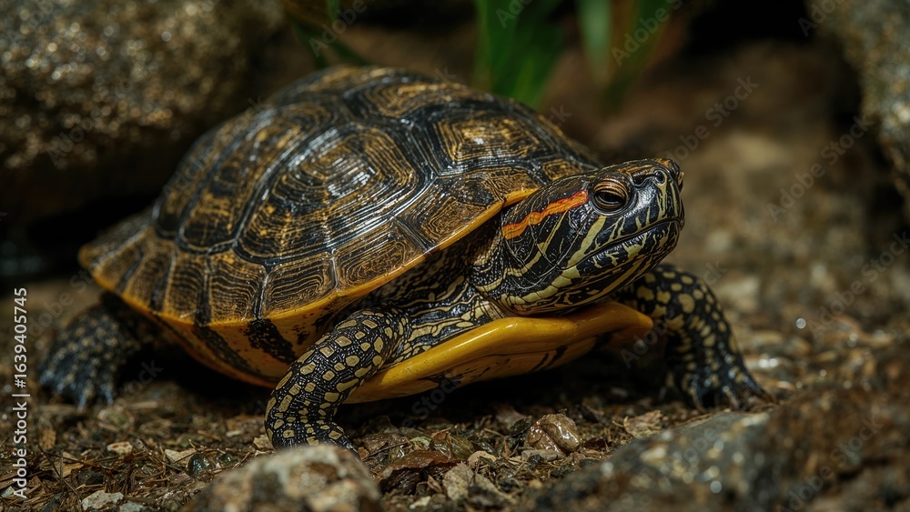 Fototapeta premium Red Eared Slider turtles, commonly called brazil turtles, are originally from that region.