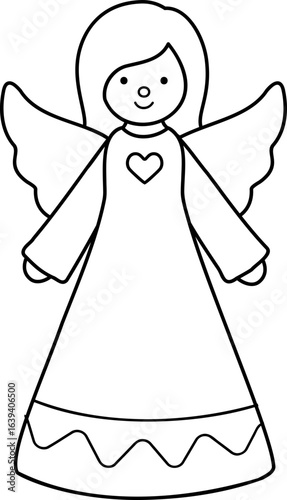Cute Christmas angel outline vector.
Holiday  festive angel outline icon Isolated.
Transparent background. svg.
