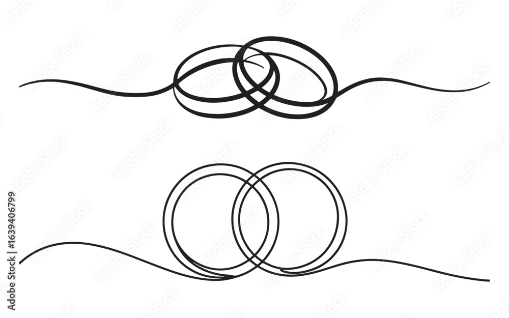 Obraz premium Black intertwined loops and circles abstract design white