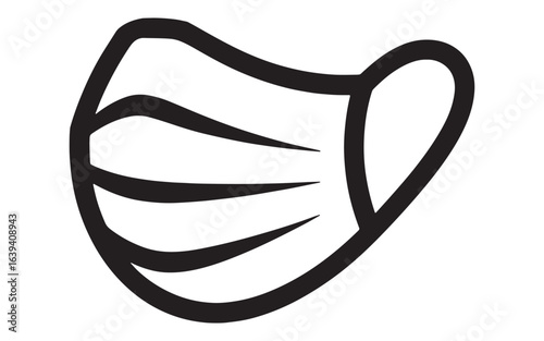 Black medical mask with curved lines face protection health