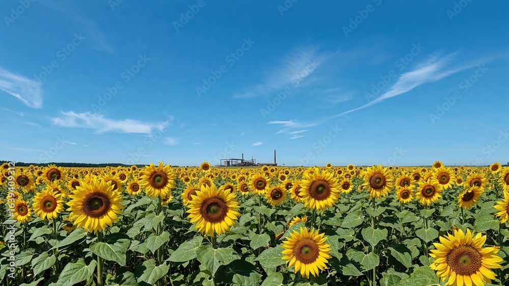 Obraz premium Sunflower blooms in a sunny outdoor environment during summer.