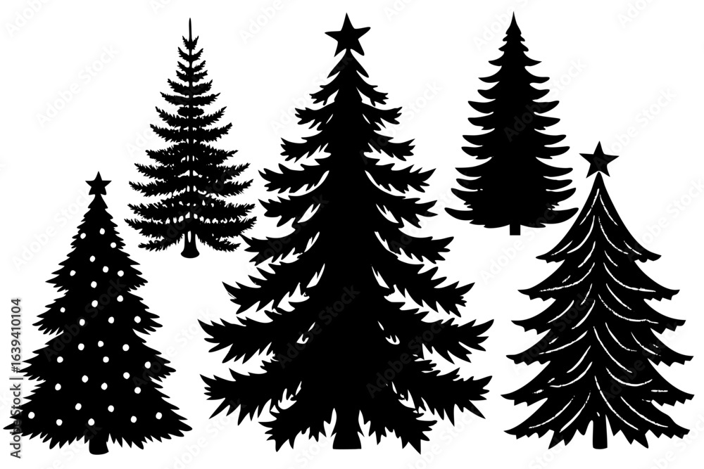 Obraz premium Set of christmas trees