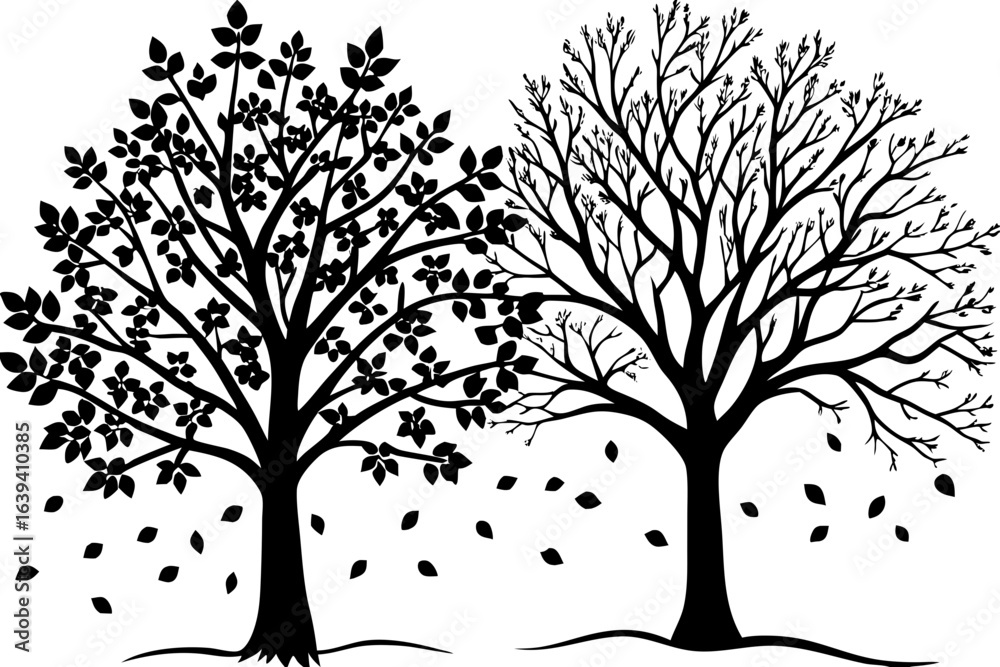 Obraz premium Vector illusion ofset of trees