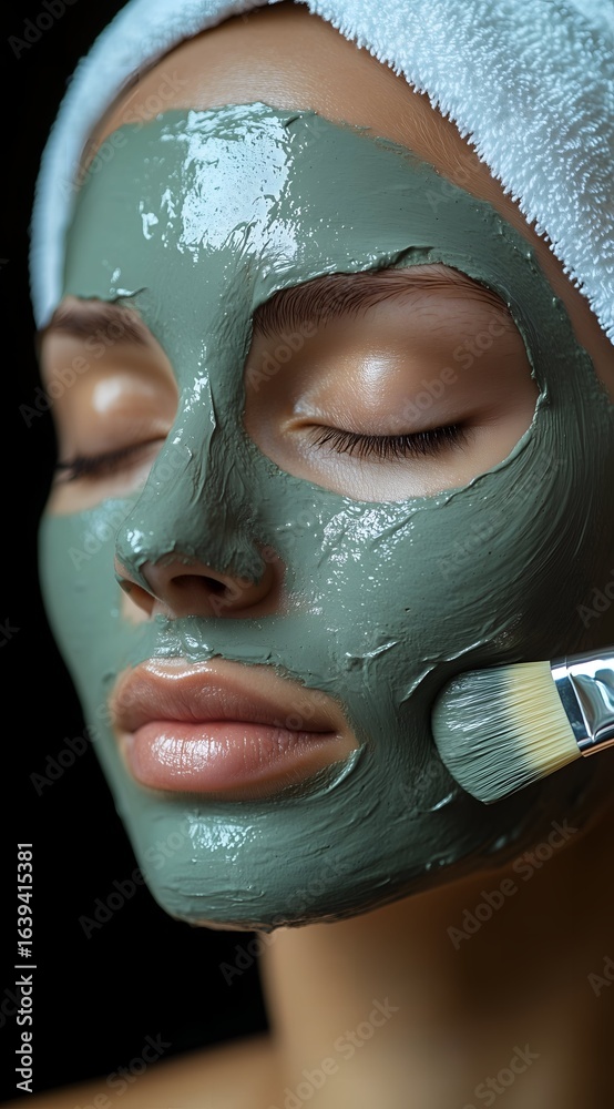 Fototapeta premium Person enjoying facial mask and beauty treatment in a relaxing and rejuvenating spa setting 
