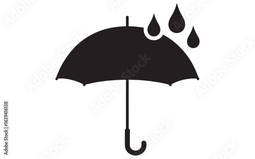Black umbrella protecting from falling raindrops protection weather