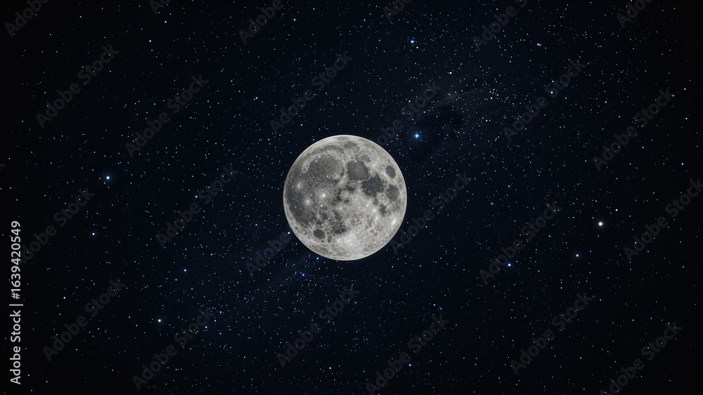 Fototapeta premium Craters on a moon orbiting amid stars, planets, nebulae, and galaxies.