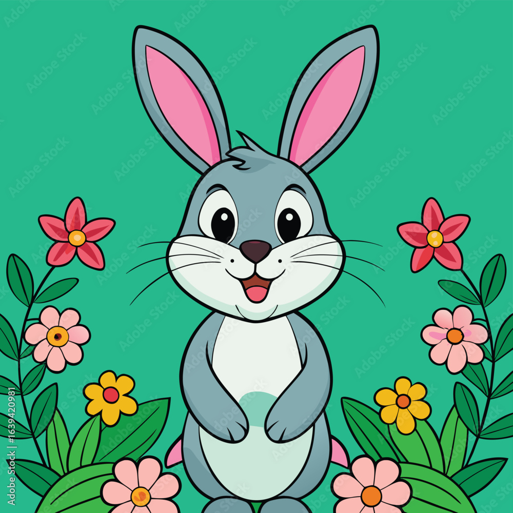 Obraz premium An enchanting Easter bunny surrounded by a collection of colorful decorated eggs