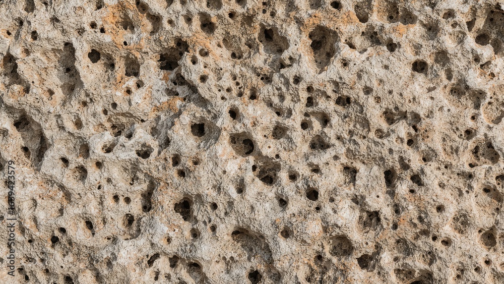 Detailed view of an aged, hole-riddled rock surface highlighting natural textures and erosion patterns. Detailed view of an aged, hole-riddled rock surface highlighting natural textures and erosion patterns.