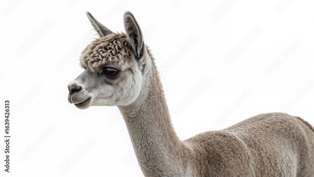 Obraz premium Grey juvenile alpaca strolling, eight months of age - Lama pacos