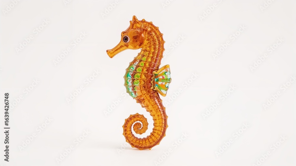 Fototapeta premium Plastic Seahorse Model Displayed Against White Backdrop